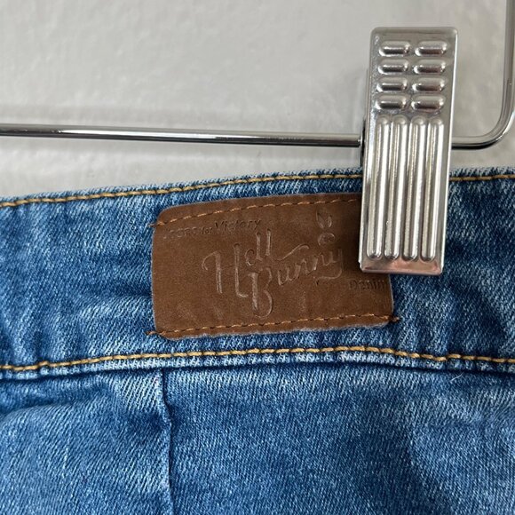 Hell Bunny Womens High Waisted Retro Pinup Denim Shorts Size Medium - Picture 7 of 11